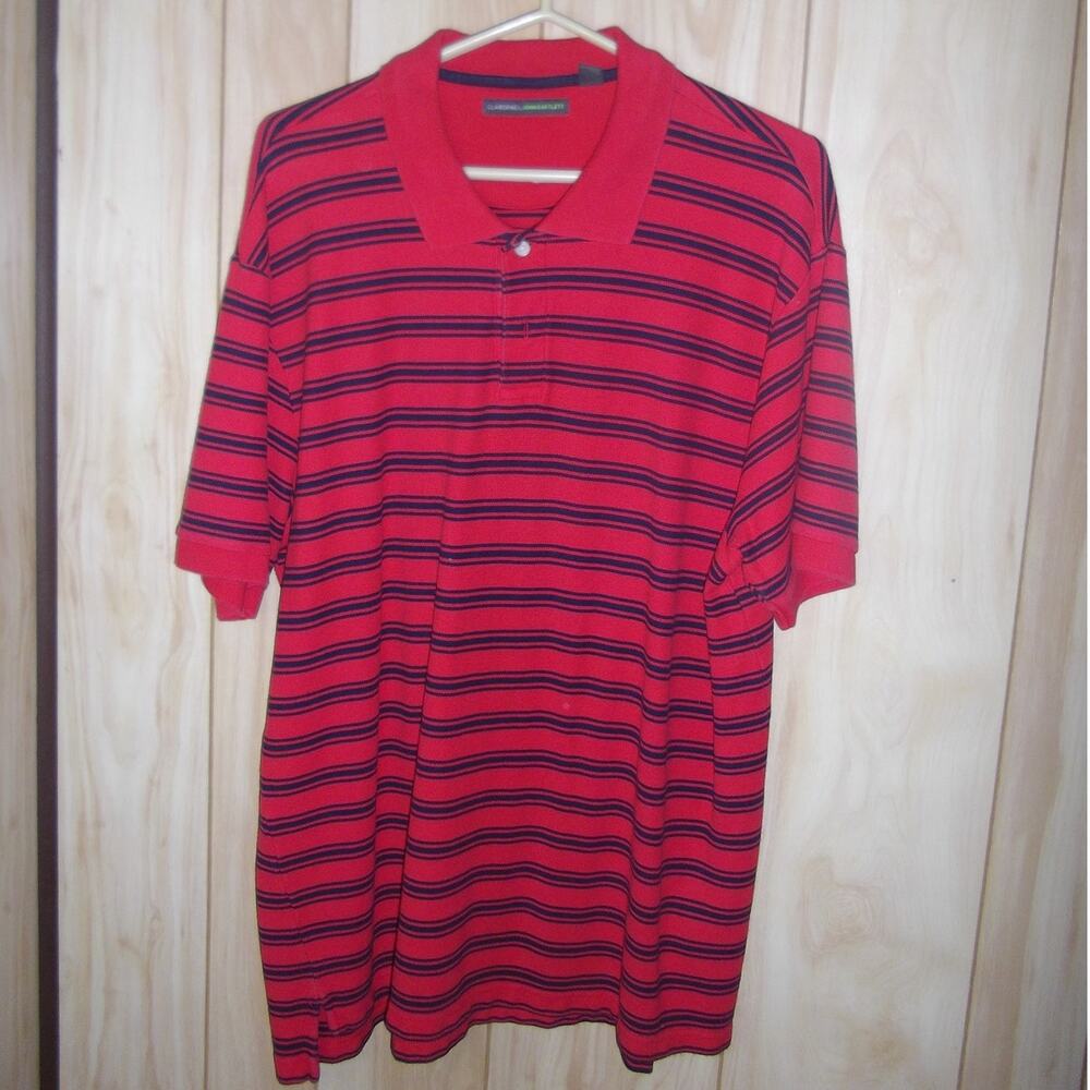 John Bartlett Striped Collared Button Up Short Sleeve Polo Shirt XL
